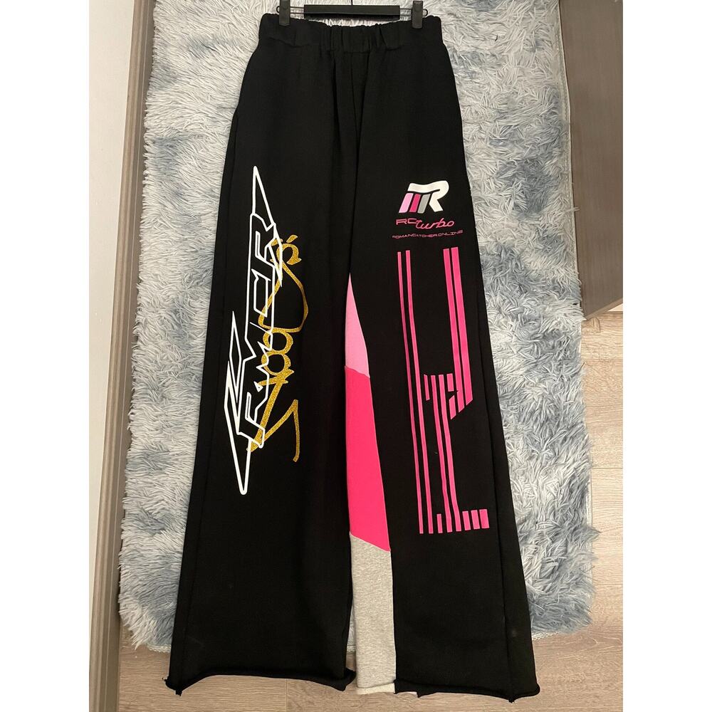 Baggy Wide-Leg Pink Gray Black Sweatpants Sweats size 36
